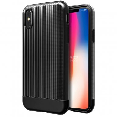 Verus Shine Coat Case - хибриден удароустойчив кейс за iPhone XS, iPhone X (черен)