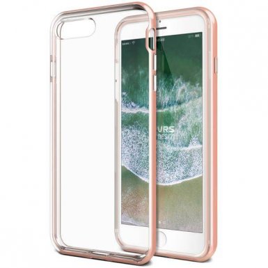 Verus New Crystal Bumper Case - хибриден удароустойчив кейс за iPhone 8 Plus, iPhone 7 Plus (розов-прозрачен)