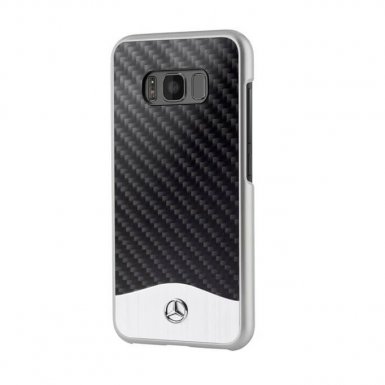 Mercedes-Benz Wave V Carbon Fiber Hard Case - дизайнерски карбонов кейс за Samsung Galaxy S8 (черен-сребрист)