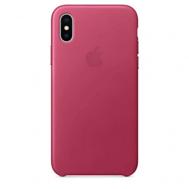 Apple iPhone Leather Case - оригинален кожен кейс (естествена кожа) за iPhone X, iPhone XS (розов)