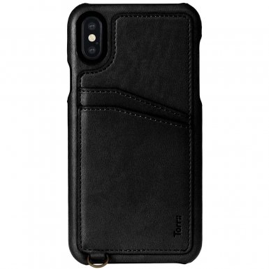 Torrii Koala Case - кожен кейс със слот за кр. карта за iPhone XS, iPhone X (черен)