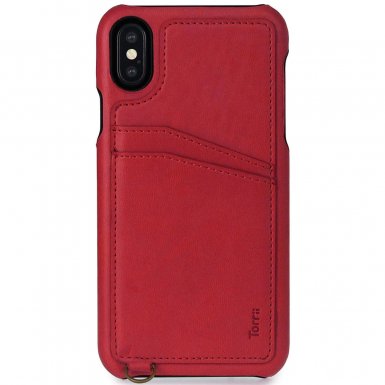 Torrii Koala Case - кожен кейс със слот за кр. карта за iPhone XS, iPhone X(червен)