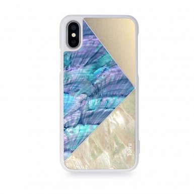 Torrii Puzzle Case - хибриден (поликарбонат, алуминий и перли) кейс за iPhone XS, iPhone X (бял)