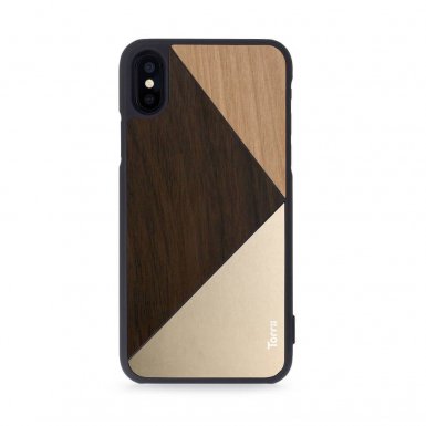 Torrii Puzzle Case - хибриден (поликарбонат, алуминий, клен и лешник) кейс за iPhone XS, iPhone X (черен)