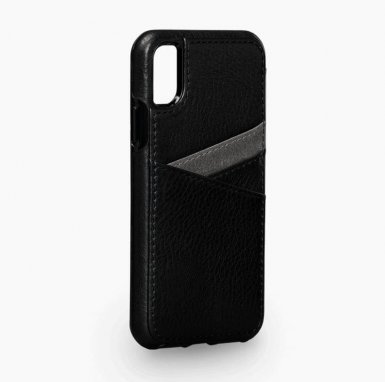 Sena Bence Lugano Wallet Leather Case - кожен (естествена кожа) кейс с джоб за кредитна карта за iPhone XS, iPhone X (черен)
