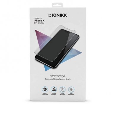 IONIKK Tempered Glass Screen Protector - калено стъклено защитно покритие за дисплея на iPhone XS, iPhone X (прозрачен)