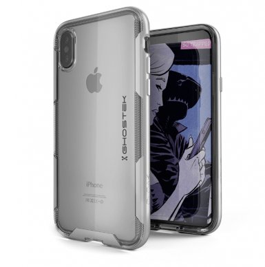 Ghostek Cloak 3 Case - хибриден удароустойчив кейс за iPhone XS, iPhone X (прозрачен-сребрист)