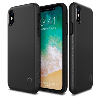 Patchworks Level ITG Case - хибриден удароустойчив TPU калъф за iPhone XS, iPhone X (черен)