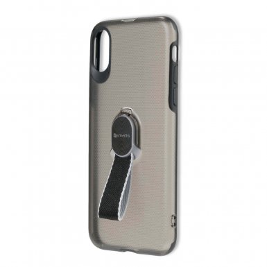4smarts Clip-On Cover Loop-Guard - удароустойчив хибриден кейс с каишка за задържане за iPhone XS, iPhone X (черен-прозрачен)