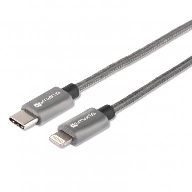 4smarts USB-C to Lightning Cable 1m. - USB-C кабел към Lightning за Apple устройства с Lightning и/или устройства с USB-C (сив)