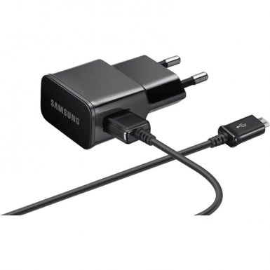 Samsung Fast Charger EP-TA20EBE - захранване с USB изход и MicroUSB кабел за смартфони и таблети (черен) (ритейл опаковка)