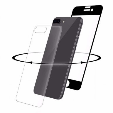 Eiger 3D 360 Screen Protector Back and Front Glass - калени стъклени защитни покрития за дисплея и задната част на iPhone 8 Plus, iPhone 7 Plus (черен-прозрачен)