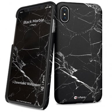 iPaint Black Marble HC Case - дизайнерски поликарбонатов кейс за iPhone XS, iPhone X