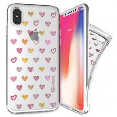 iPaint Glamour Hearts Case - дизайнерски TPU кейс за iPhone XS, iPhone X