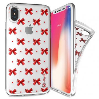 iPaint Glamour Red Bow Case - дизайнерски TPU кейс за iPhone XS, iPhone X