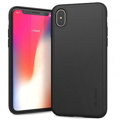 iPaint Black Leather Case - кожен (естествена кожа) кейс за iPhone XS, iPhone X (черен)