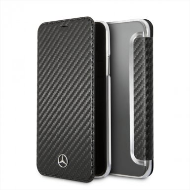 Mercedes-Benz Dynamic Leather Case - оригинален кожен кейс (естествена кожа) за iPhone XS, iPhone X (черен)