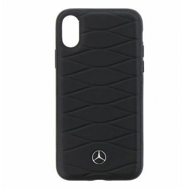 Mercedes-Benz Pattern III Leather Hard Case - кожен кейс (естествена кожа) за iPhone X (черен)
