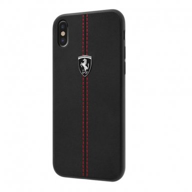 Ferrari Heritage Hard Case W - кожен кейс (естествена кожа) за iPhone X (черен)