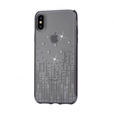 Devia Crystal Meteor Case - силиконов (TPU) калъф за iPhone XS, iPhone X (с кристали Сваровски) (черен)