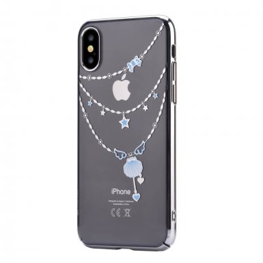 Devia Crystal Shell Case - поликрабонатов кейс за iPhone X (с кристали Сваровски) (сребрист)