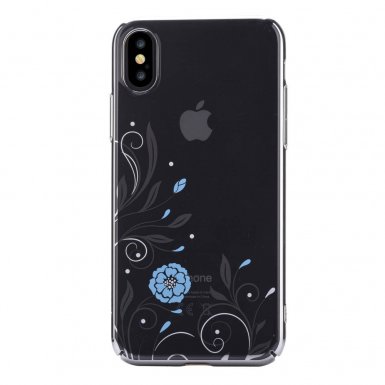 Devia Crystal Petunia Case - поликрабонатов кейс за iPhone XS, iPhone X (с кристали Сваровски) (сребрист)