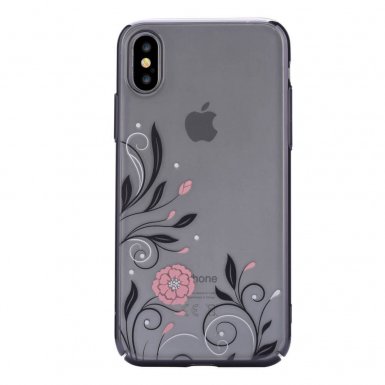 Devia Crystal Petunia Case - поликрабонатов кейс за iPhone XS, iPhone X (с кристали Сваровски) (черен)