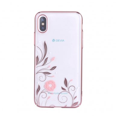 Devia Crystal Petunia Case - поликрабонатов кейс за iPhone X (с кристали Сваровски) (розово злато)
