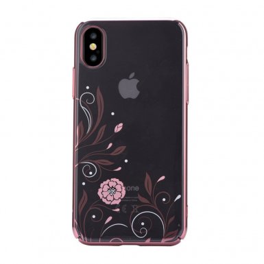 Devia Crystal Petunia Case - поликрабонатов кейс за iPhone XS, iPhone X (с кристали Сваровски) (червен)