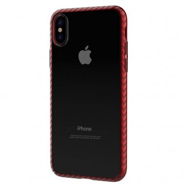 Comma Legende Case - поликарбонатов кейс за iPhone XS, iPhone X (прозрачен-червен)