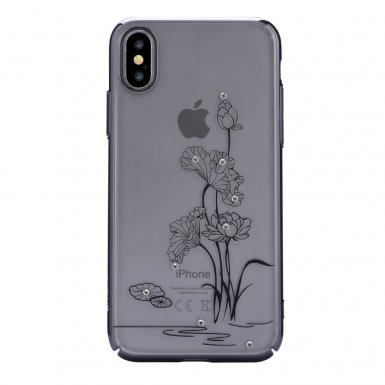 Comma Crystal Starlight Case - поликарбонатов кейс за iPhone XS, iPhone X (с кристали Сваровски) (черен)