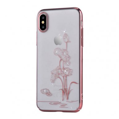 Comma Crystal Starlight Case - поликарбонатов кейс за iPhone X (с кристали Сваровски) (розово злато)
