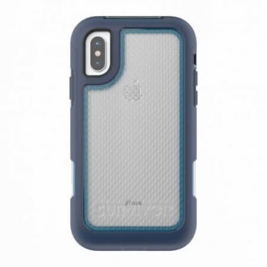 Griffin Survivor Extreme - защита от най-висок клас за iPhone XS, iPhone X (син-прозрачен)