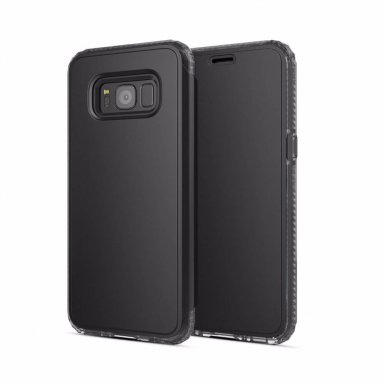 SoSkild Defend Wallet - кожен флип калъф с висока защита за Samsung Galaxy S8 (тъмносин)