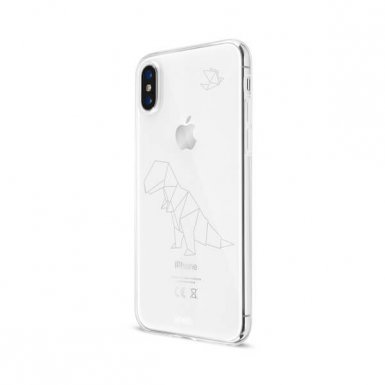 Artwizz NoCase - ултра-тънък TPU калъф за iPhone XS, iPhone X с T-Rex мотив (прозрачен)