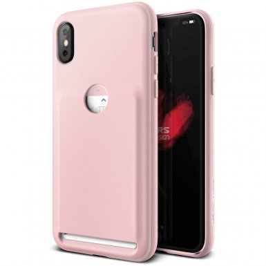 Verus Damda Fit Case - висок клас хибриден удароустойчив кейс с място за кр. карти за iPhone XS, iPhone X (пясъчна роза)