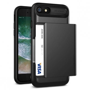 Verus Damda Glide Case - висок клас хибриден удароустойчив кейс с място за кр. карти за iPhone 8, iPhone 7 (тъмносив)