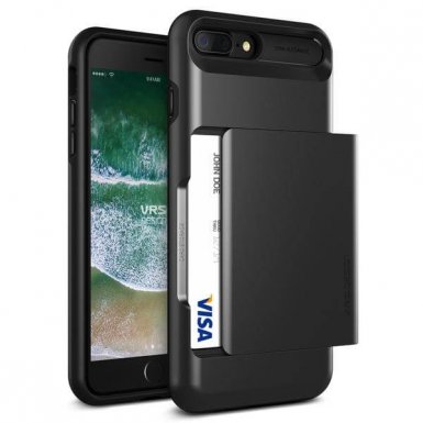 Verus Damda Glide Case - висок клас хибриден удароустойчив кейс с място за кр. карти за iPhone 8 Plus, iPhone 7 Plus (тъмносив)