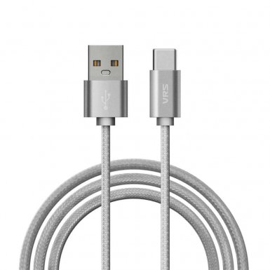 Verus Type-C Cable 3.0 - плетен USB-C кабел за мобилни устройства с USB-C стандарт (сив)