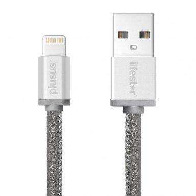 PlusUs LifeStar Handcrafted Lightning Cable - ръчно изработен сертифициран Lightning кабел за iPhone, iPad и iPod (1м.) (сребрист)