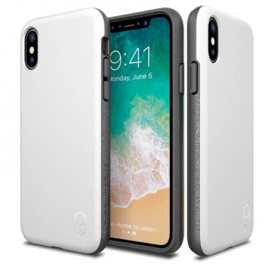 Patchworks Level ITG Case - хибриден удароустойчив TPU калъф за iPhone XS, iPhone X (бял)