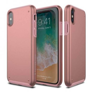 Patchworks Chroma Case - хибриден удароустойчив калъф за iPhone XS, iPhone X (розово злато) 