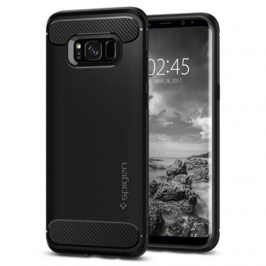Spigen Rugged Armor Case - термополиуретанов кейс с най-висока степен на защита за Samsung Galaxy S8 Plus (черен)
