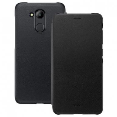 Huawei Flip Cover - оригинален кожен калъф за Huawei Honor 6C Pro (черен)