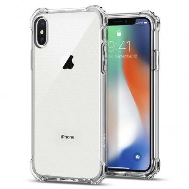 Spigen Rugged Crystal - термополиуретанов кейс с най-висока степен на защита за iPhone XS, iPhone X (прозрачен)