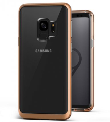 Verus Crystal Bumper Case - хибриден удароустойчив кейс за Samsung Galaxy S9 (златист-прозрачен)