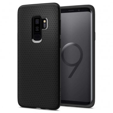 Spigen Liquid Air Case - тънък качествен термополиуретанов кейс за Samsung Galaxy S9 Plus (черен-мат) 