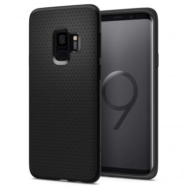 Spigen Liquid Air Case - тънък качествен термополиуретанов кейс за Samsung Galaxy S9 (черен-мат) 