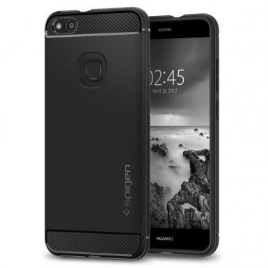 Spigen Rugged Armor Case - термополиуретанов кейс с най-висока степен на защита за Huawei P10 Lite (черен-мат)