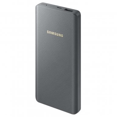 Samsung Universal Battery Pack EB-P3000CS, 10000mAh - външна батерия с MicroUSB кабел и USB-C адаптер за мобилни устройства (тъмносив)